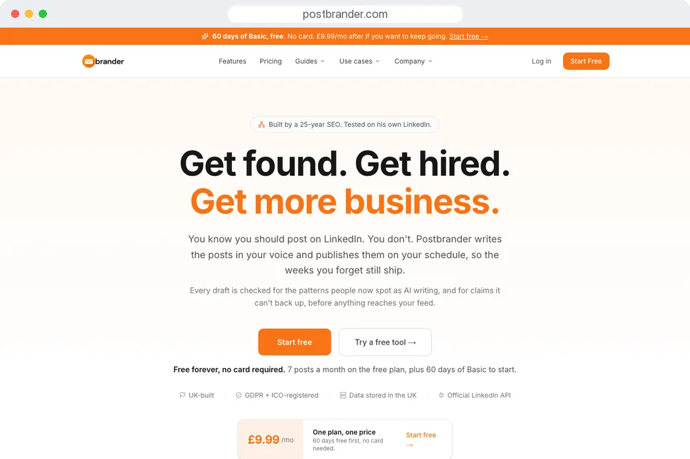PostBrander homepage (postbrander.com)