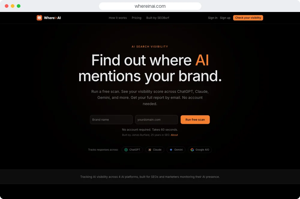 Where in AI homepage (whereinai.com)